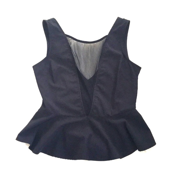 Pleplum Black V Neck mesh Blouse - Picture 1 of 4